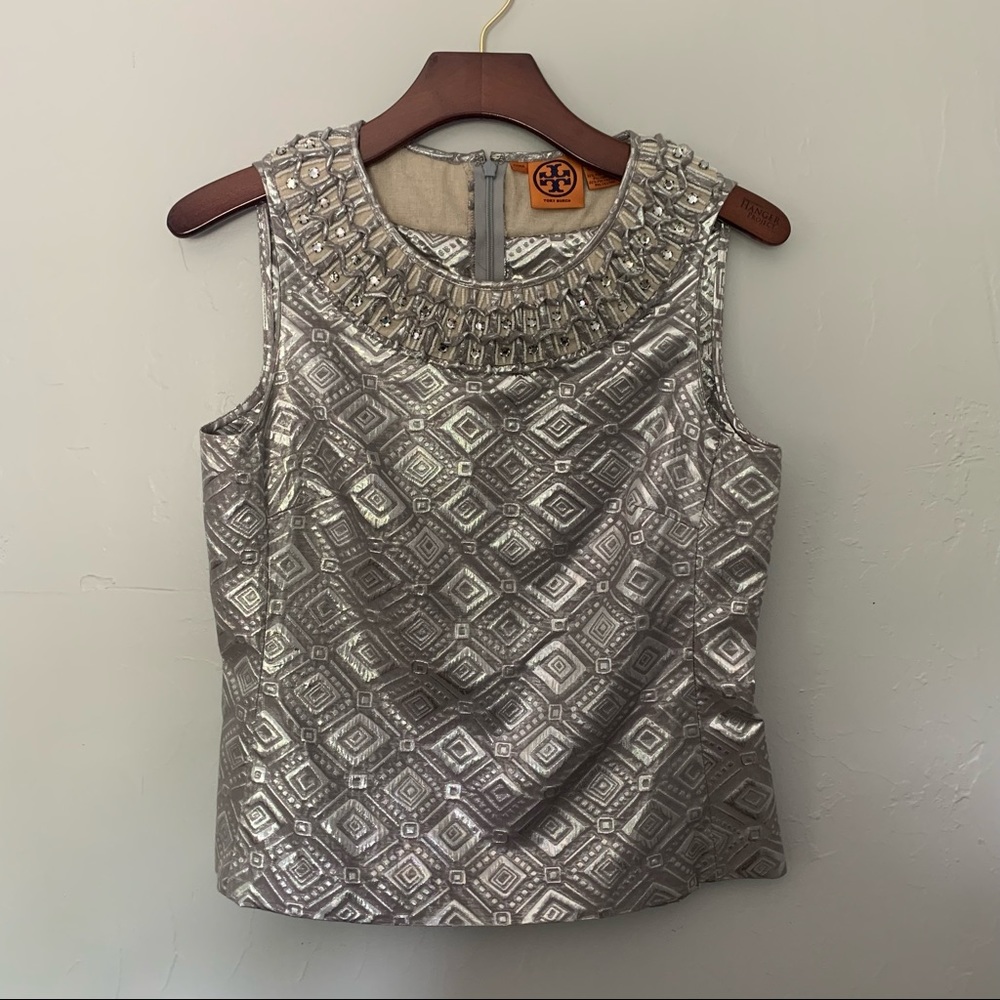 TORY BURCH Jacquard Embellished Top